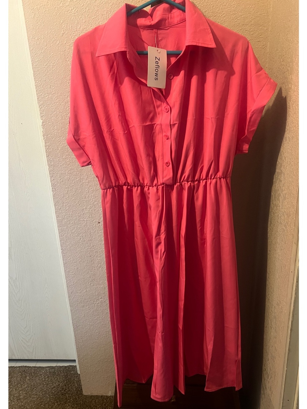 Zeflows Pink Button-Front Shirt Dress